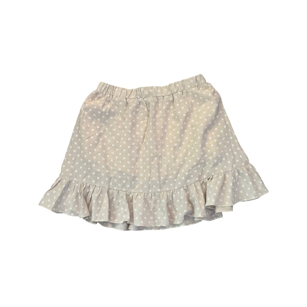 Princess Polly Beige Polka Dot Ruffle Mini Skirt Womens 6 Elastic Waist Cotton‎ - Picture 3 of 5